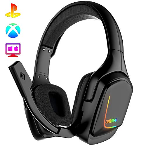 Gaming Headset, Gaming Headphones with 7.1 Surround Sound Noise Isolation PC Headset with Mic & RGB LED Light, Soft Memory Earmuffs Compatible with PC/MAC Games