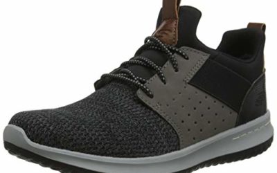 Skechers Men's Classic Fit-Delson-Camden Sneaker, Black/Grey,9 Wide US