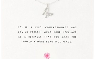 Dogeared Reminders- "Beautiful" Sterling Silver Butterfly Charm Necklace, 16"+2" Extender