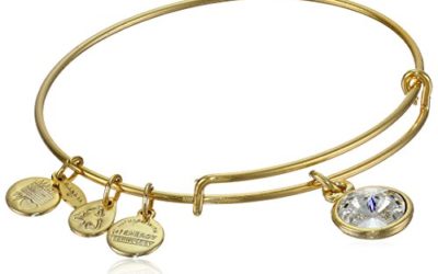 Alex and Ani "Bangle Bar" April Imitation Birthstone Gold-Tone Expandable Bracelet