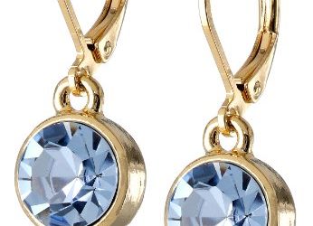 1928 Jewelry "Best of Times" 14k Gold-Dipped Light Blue Faceted Drop Earrings
