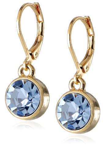 1928 Jewelry "Best of Times" 14k Gold-Dipped Light Blue Faceted Drop Earrings