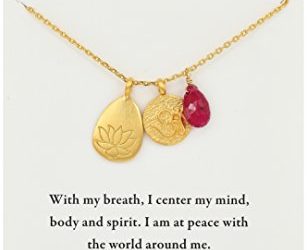 Classics Gold-Plated Ruby Lotus Three-Charm Necklace, 18