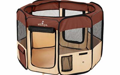 Zampa Portable Foldable Pet playpen Exercise Pen Kennel Carrying Case for Larges Dogs Small Puppies/Cats | Indoor/Outdoor Use | Water Resistant