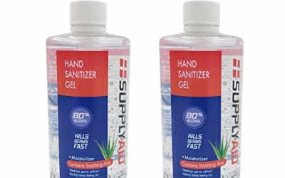 SupplyAID 80% Alcohol Hand Sanitizer Gel w/Soothing Aloe FDA # 74035-1051-5, 16 Fl Oz, Pack of 2