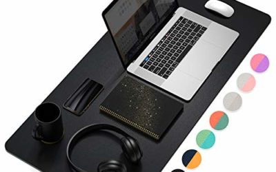 Dual-Sided Multifunctional Desk Pad, Waterproof Desk Blotter Protector, Leather Large Desk Wrting Mat Mouse Pad (31.5" x 15.7", Black)