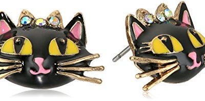Betsey Johnson Women's Enchanted Forest Cat Stud Earrings Pink Stud Earrings
