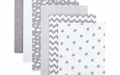 Comfy Cubs Burp Cloths 6 Pack Large 100% Cotton Washcloths Double Layered Burping Cloths Extra Absorbent and Soft for Boys and Girls (Grey Pattern)