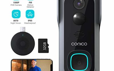 WiFi Video Doorbell Camera, 1080P HD Wireless Home Security Door Bell with 32GB Pre-Installed/Chime, IP Camera Doorbell Wi-Fi with Motion Detector Waterproof, 2-Way Audio/Night Vision/166° Wide Angle