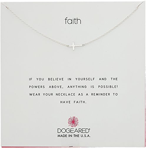 Dogeared "Faith" Sterling Silver  Sideways Cross Necklace, 16"+2" Extender