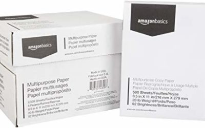 AmazonBasics Multipurpose Copy Printer Paper – White, 8.5 x 11 Inches, 5 Ream Case (2,500 Sheets)