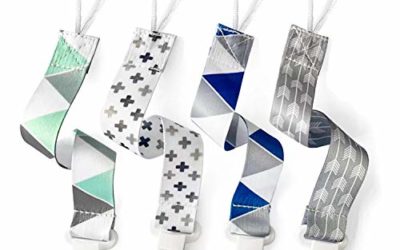 PandaEar Baby Pacifier Clips Solid Color, 4 Pack Universal Holder Leash for Boys and Girls, Perfect for Baby Teething Toys Teethers and Baby Shower Gift (Neutral)