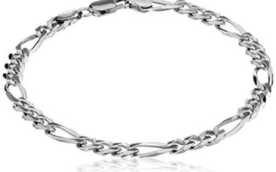 Men's Sterling Silver Italian 5.5mm Solid Figaro Chain Link Bracelet, 8.5"