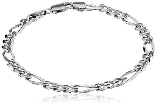 Men's Sterling Silver Italian 5.5mm Solid Figaro Chain Link Bracelet, 8.5"