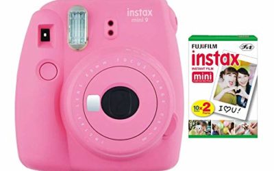 Fujifilm instax Mini 9 Instant Camera (Flamingo Pink) and instax Film Twin Pack (20 Exposures) Bundle