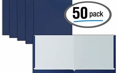 Two Pocket Portfolio Folders, 50-Pack, Blue, Letter Size Paper Folders, by Better Office Products, 50 Pieces, Blue