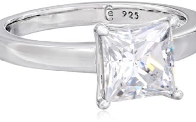 Platinum-plated Sterling Silver Princess-Cut Solitaire Ring made with Swarovski Zirconia (2 cttw), Size 8