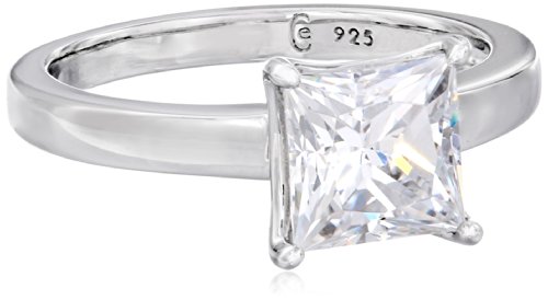 Platinum-plated Sterling Silver Princess-Cut Solitaire Ring made with Swarovski Zirconia (2 cttw), Size 8