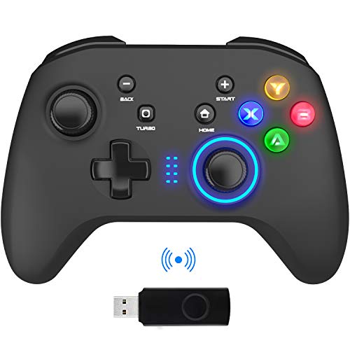 Wireless Gaming Controller, PC Video Gamepad Joystick with Dual Vibration and Remap M1-M4 Triggers, 2.4G Remote Game Console for Windows 7/8/10/XP/Laptop, PS3, Switch, Android, TV Box
