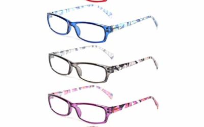 Reading Glasses 5 Pairs Fashion Ladies Readers Spring Hinge with Pattern Print Eyeglasses for Women (5 Pack Mix Color, 1.75)