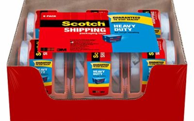 Scotch Heavy Duty Shipping Packaging Tape, 6 Rolls with Dispenser, 1.88" x 22.2 Yards, 1.5" Core, Great for Packing, Shipping & Moving, Clear (142-6) (Pack of 6)