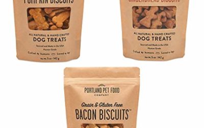 Portland Pet Food Company All-Natural Dog Treat Biscuits Multipack (3 x 5 oz Bags) – Flavor Variety Pack w/ Bacon, Gingerbread & Pumpkin – Grain-Free, Gluten-Free, Human-Grade, Limited Ingredients