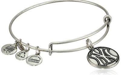 Alex and Ani "Major League Baseball" Yankee Cap Logo Rafaelian Silver-Tone Expandable Bangle Bracelet