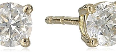 18k Yellow Gold, Round-Cut, Diamond 4-Prong Studs (1/2 cttw, H-I Color, SI1-SI2 Clarity)