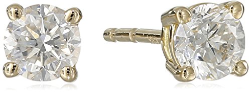 18k Yellow Gold, Round-Cut, Diamond 4-Prong Studs (1/2 cttw, H-I Color, SI1-SI2 Clarity)