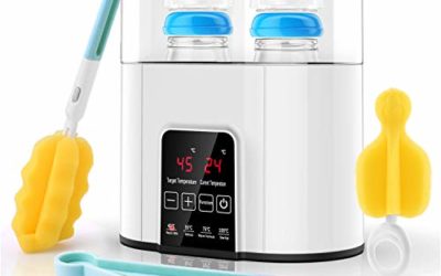 Baby Bottle Warmer and Sterilizer【All New 2020】, CFMOUR Double Bottle 6-in-1 Breast Milk Warmer and Defrost, Fast Baby Food and Formula Heater with Temperature Control, 24 Hours Constant Mode