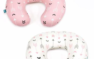 Stretchy Nursing Pillow Covers-2 Pack Nursing Pillow Slipcovers for Breastfeeding Moms,Ultra Soft Snug Fits On Infant Nursing Pillow,Pink & White Arrow