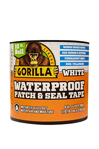 Gorilla Waterproof Patch & Seal Tape, 4" x 10', White (Pack of 1)
