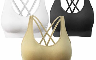 AKAMC Women's Removable Padded Sports Bras Medium Support Workout Yoga Bra 3 Pack,X-Large