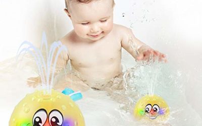 Bath Toys, Water Spray Toys for Kids Baby Bath Toys for Toddlers LED Light Up Bathtub Toys for Toddlers Sprinkler Bath Toy Baby Shines Bath Toy-Yellow
