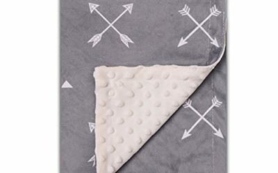 Minky blanket baby Soft Baby Blanket Gender neutral Gray Arrow Double Layer Dotted Backing – Plush Blanket Baby Fleece for Newborns, Girls, Boys,Nursery,Stroller,Crib receiving&nbsp;blanket&nbsp;infant&nbsp;unisex