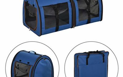 PawHut 39” Soft-Sided Portable Dual Compartment Pet Carrier – Blue