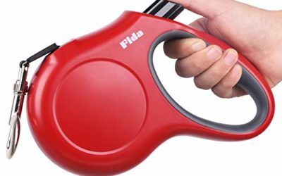 Fida Retractable Dog Leash, 16ft Heavy Duty Pet Walking Leash for X-Small/Small/Medium/Large Dog or Cat up to 110 lbs, Tangle Free. One-Hand Brake (Large, Red)