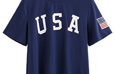 SweatyRocks Women's Letter Print Crop Tops Summer Short Sleeve T-shirt (X-Large, Navy)