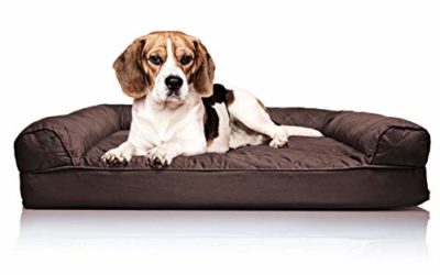 Furhaven Pet Dog Bed – Orthopedic Quilted Traditional Sofa-Style Living Room Couch Pet Bed w/Removable Cover for Dogs & Cats, Coffee, Medium