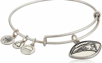 Alex and Ani "NFL" New England Patriots Football Expandable Wire Rafaelian Silver-Tone Bangle Bracelet, 7.5"