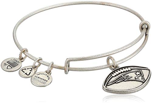 Alex and Ani "NFL" New England Patriots Football Expandable Wire Rafaelian Silver-Tone Bangle Bracelet, 7.5"