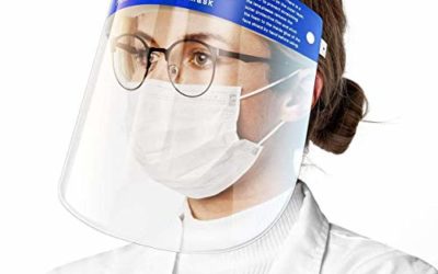 WANGXYZ All-Round Protection Cap with Clear Wide Visor Spitting Lightweight Transparent Shield with Adjustable Elastic Band (5PACK)