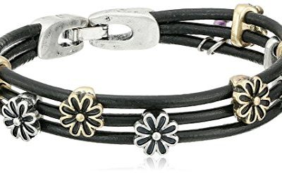 Lucky Brand Two-Tone Flower Woven Bracelet, 7.5"