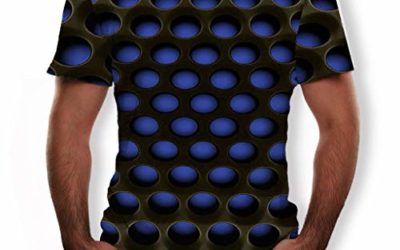 NIUQI Men's Summer 3D Printed Short Sleeves Fashion Comfort Blouse Top Blue