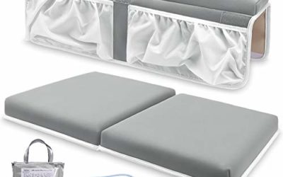 Bath Kneeler and Elbow Rest Set Baby Bath Kneeling Pad, Thick Non-Slip Bathing Kneeling Mat Cushion Quick Drying Bathtub Knee Saver with Arm Support and Pockets for Bathroom Bathing time Comfort, Gray