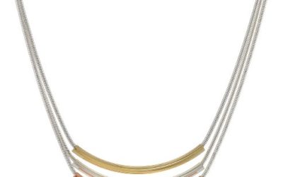 NINE WEST "Sleek N Chic Tri Tone Triple Bar Pendant Necklace, 18"