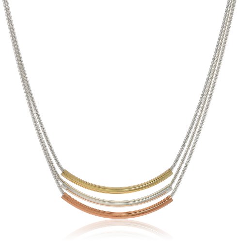 NINE WEST "Sleek N Chic Tri Tone Triple Bar Pendant Necklace, 18"