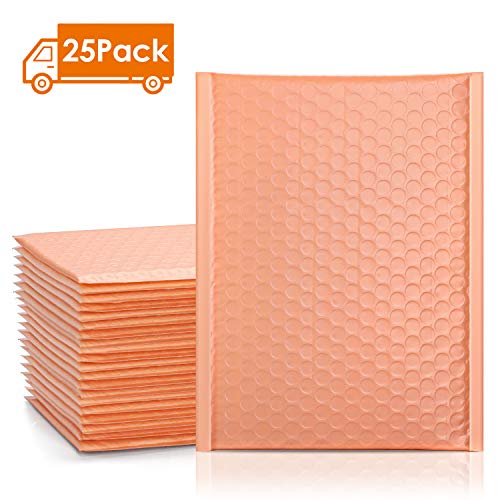 Metronic 25pcs Poly Bubble Mailers 6×10 Inch Padded Envelopes #0 Bubble Lined Poly Mailer Self Seal Peach Quartz