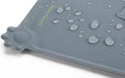 Hoki Found Silicone Pet Food Mats Tray – Non Slip Pet Dog Cat Bowl Mats Placemat – Dog Pet Cat Feeding Mat – Waterproof Dog Cat Food Mats -Pet Water Mats for Carpet,Gray