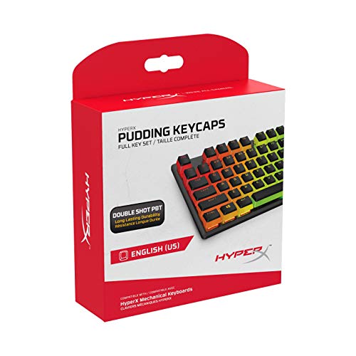 HyperX Pudding Keycaps – Double Shot PBT Keycap Set with Translucent Layer, for Mechanical Keyboards, Full 104 Key Set, OEM Profile, English (US) Layout – Black